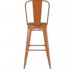 Kai Commercial Grade 30" Orange Stool-Teak Seat