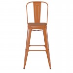 Kai Commercial Grade 30" Orange Stool-Teak Seat