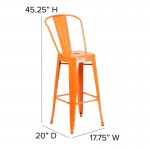 Kai Commercial Grade 30" Orange Stool-Teak Seat