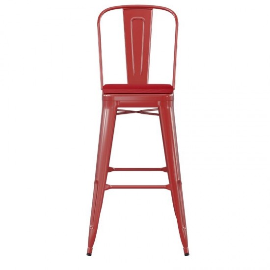 Kai Commercial Grade 30" Red Stool-Red Seat