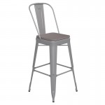 Kai Commercial Grade 30" Silver Stool-Gray Seat