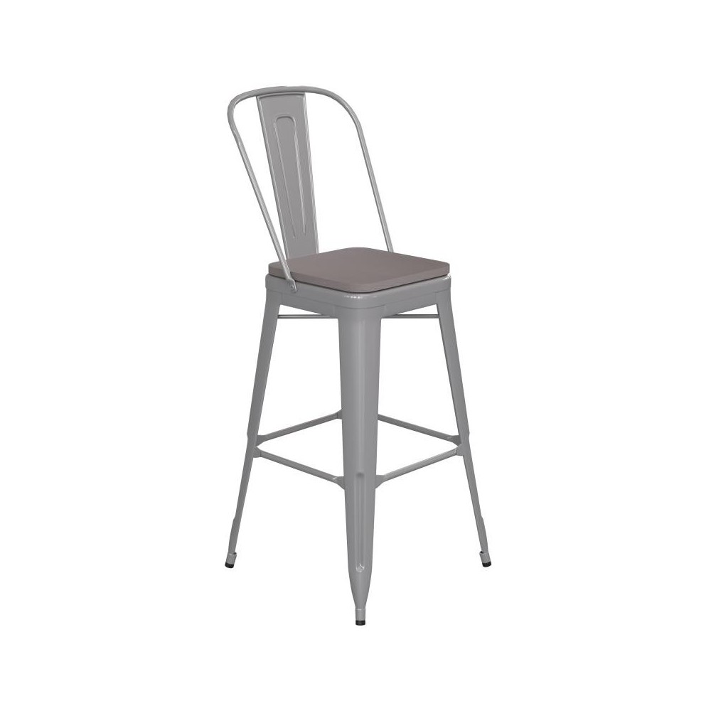 Kai Commercial Grade 30" Silver Stool-Gray Seat