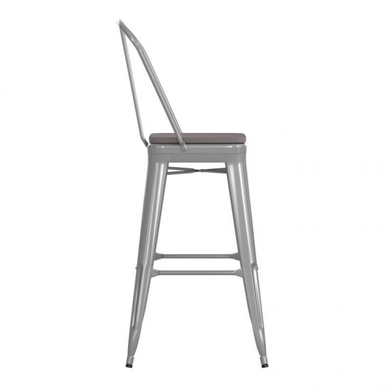 Kai Commercial Grade 30" Silver Stool-Gray Seat