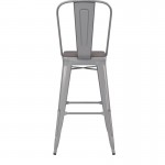 Kai Commercial Grade 30" Silver Stool-Gray Seat