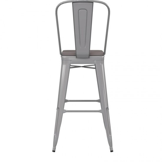 Kai Commercial Grade 30" Silver Stool-Gray Seat