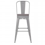 Kai Commercial Grade 30" Silver Stool-Gray Seat