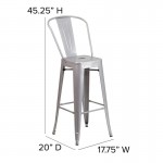 Kai Commercial Grade 30" Silver Stool-Gray Seat