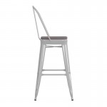 Kai Commercial Grade 30" White Stool-Gray Seat