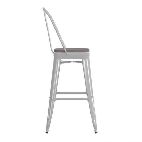 Kai Commercial Grade 30" White Stool-Gray Seat