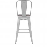 Kai Commercial Grade 30" White Stool-Gray Seat