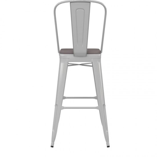 Kai Commercial Grade 30" White Stool-Gray Seat