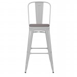 Kai Commercial Grade 30" White Stool-Gray Seat