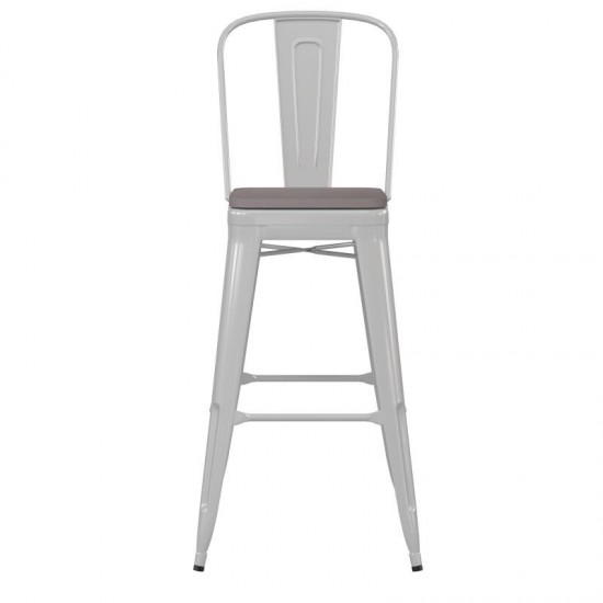 Kai Commercial Grade 30" White Stool-Gray Seat