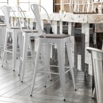 Kai Commercial Grade 30" White Stool-Gray Seat