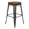 30" Black Stool-Teak Seat