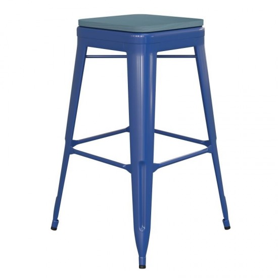 30" Blue Stool-Teal Blue Seat