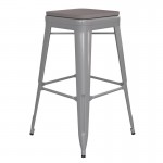 30" Silver Stool-Gray Seat