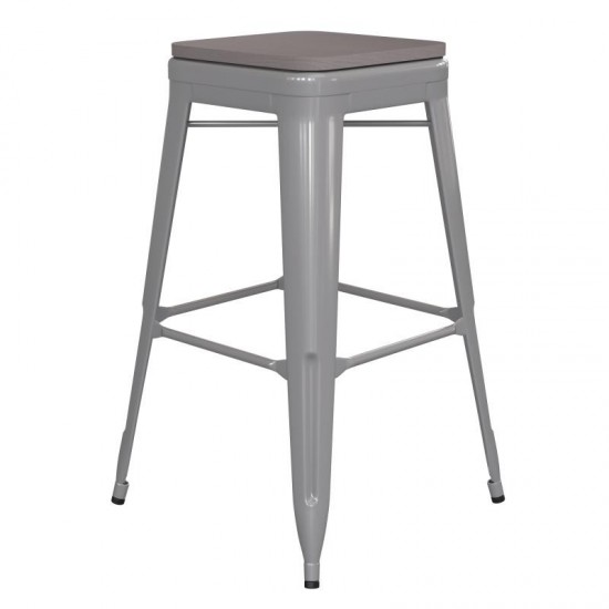 30" Silver Stool-Gray Seat