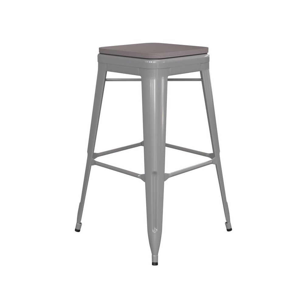 30" Silver Stool-Gray Seat