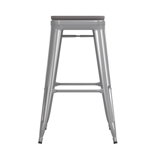 30" Silver Stool-Gray Seat