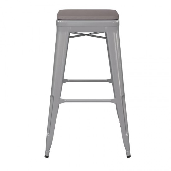 30" Silver Stool-Gray Seat