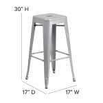 30" Silver Stool-Gray Seat