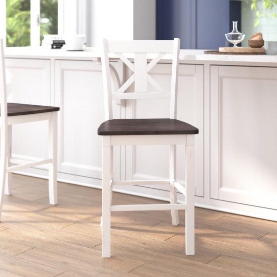 Gwendolyn Commercial Modern Counter Height Barstool - Antique White Wash