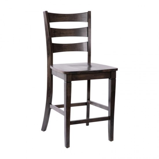 Barstool with Solid Wood Seat, Gray Wash Walnut