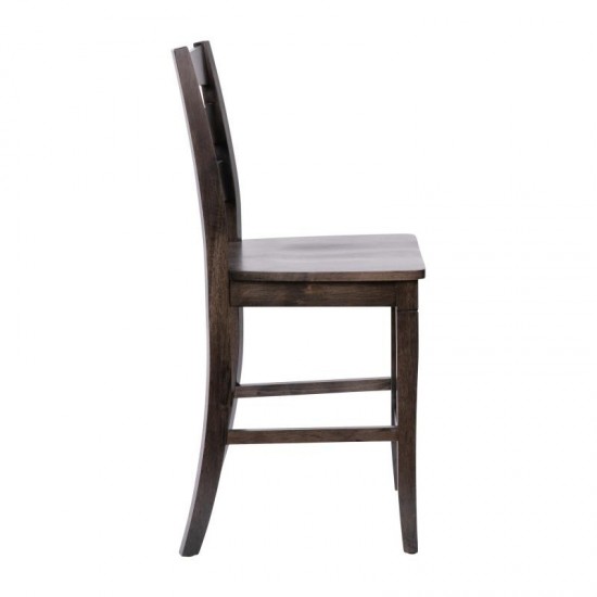 Barstool with Solid Wood Seat, Gray Wash Walnut