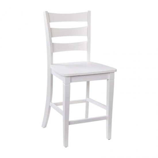 Barstool with Solid Wood Seat, Antique White Wash