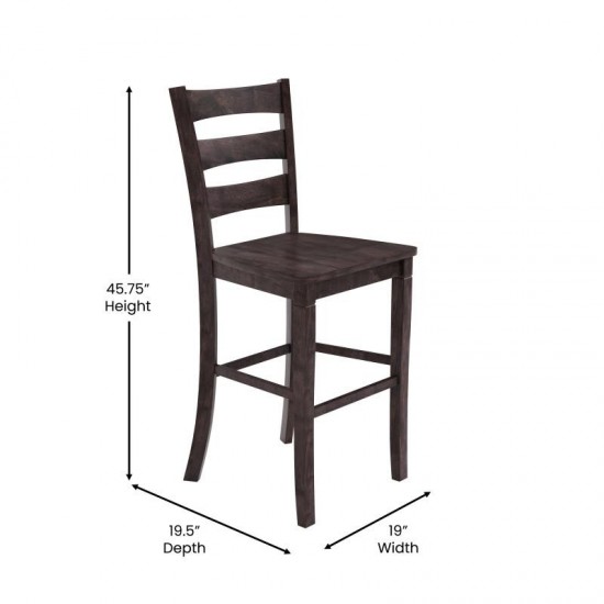 Classic Ladderback Bar Height Barstool - Gray Wash Walnut