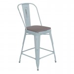 24" Green-Bl Metal Stool-Gray Seat