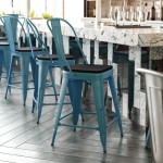 24" Blue-Tl Metal Stool-Black Seat