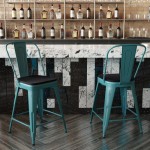 24" Blue-Tl Metal Stool-Black Seat