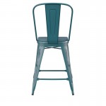 24" Blue-Tl Metal Stool-Teal Seat