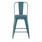 24" Blue-Tl Metal Stool-Teal Seat