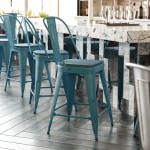 24" Blue-Tl Metal Stool-Teal Seat