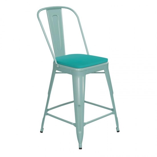 24" Mint Metal Stool-Mint Seat