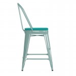 24" Mint Metal Stool-Mint Seat