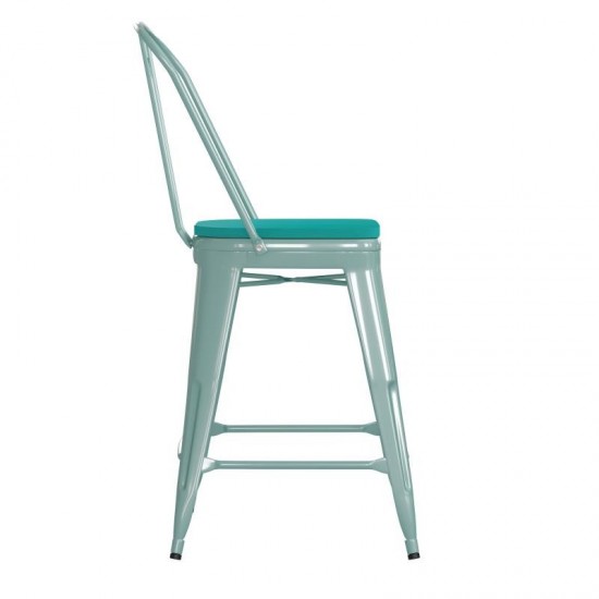 24" Mint Metal Stool-Mint Seat