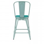 24" Mint Metal Stool-Mint Seat