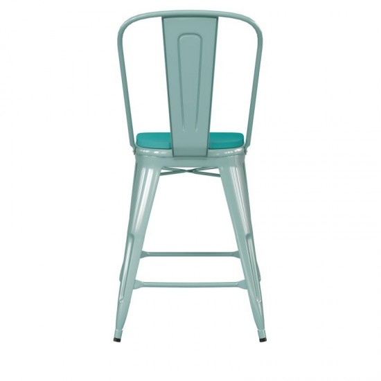 24" Mint Metal Stool-Mint Seat