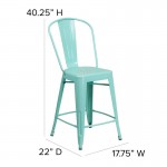 24" Mint Metal Stool-Mint Seat