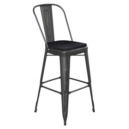 Black Metal Stool-Black Seat