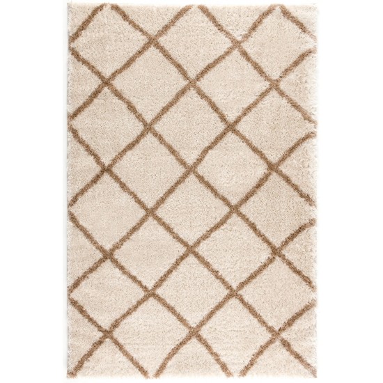 Plush-Shag Copper Diamond-Ls11107-Cream-5.3 X 7.6 Area Rug