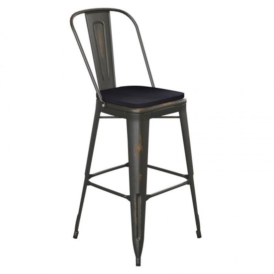 Copper Metal Stool-Black Seat