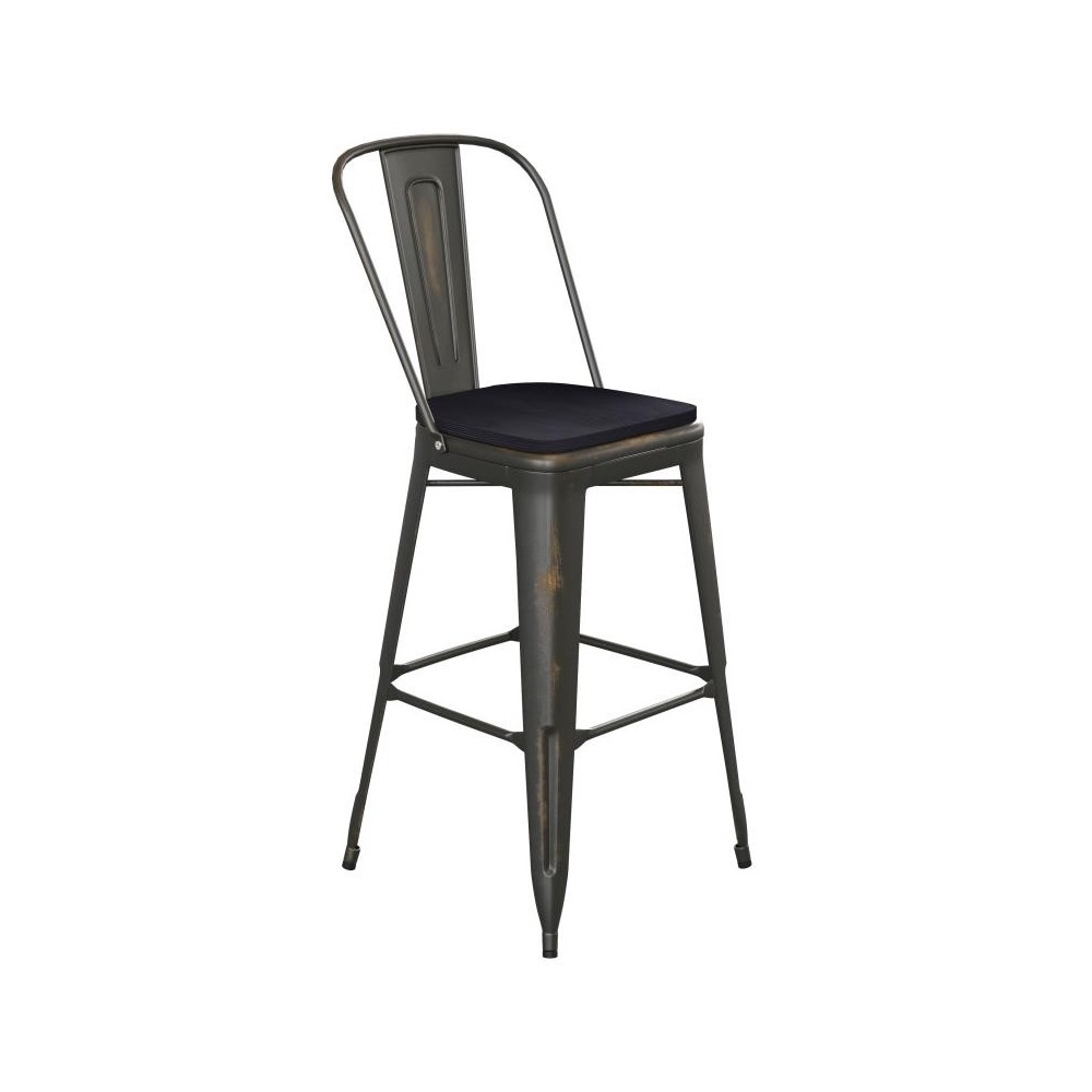 Copper Metal Stool-Black Seat