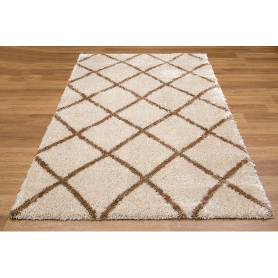 Plush-Shag Copper Diamond-Ls11107-Cream-5.3 X 7.6 Area Rug