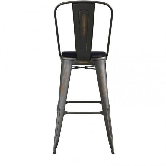 Copper Metal Stool-Black Seat