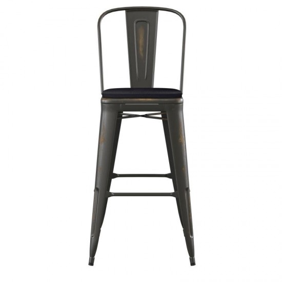 Copper Metal Stool-Black Seat